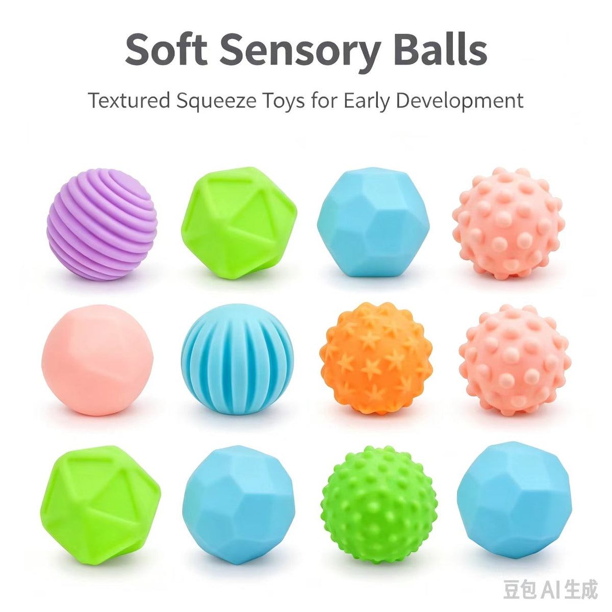 Wholesale Colorful New Hand Grasping Tactile Perception Massage Soft Glue Balls Bath Toys Silicone Teether Ball