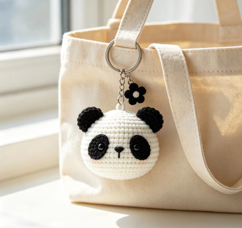 Cute Handmade Crochet Panda Keychain