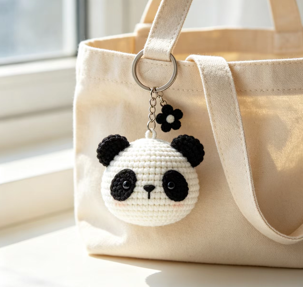 Cute Handmade Crochet Panda Keychain