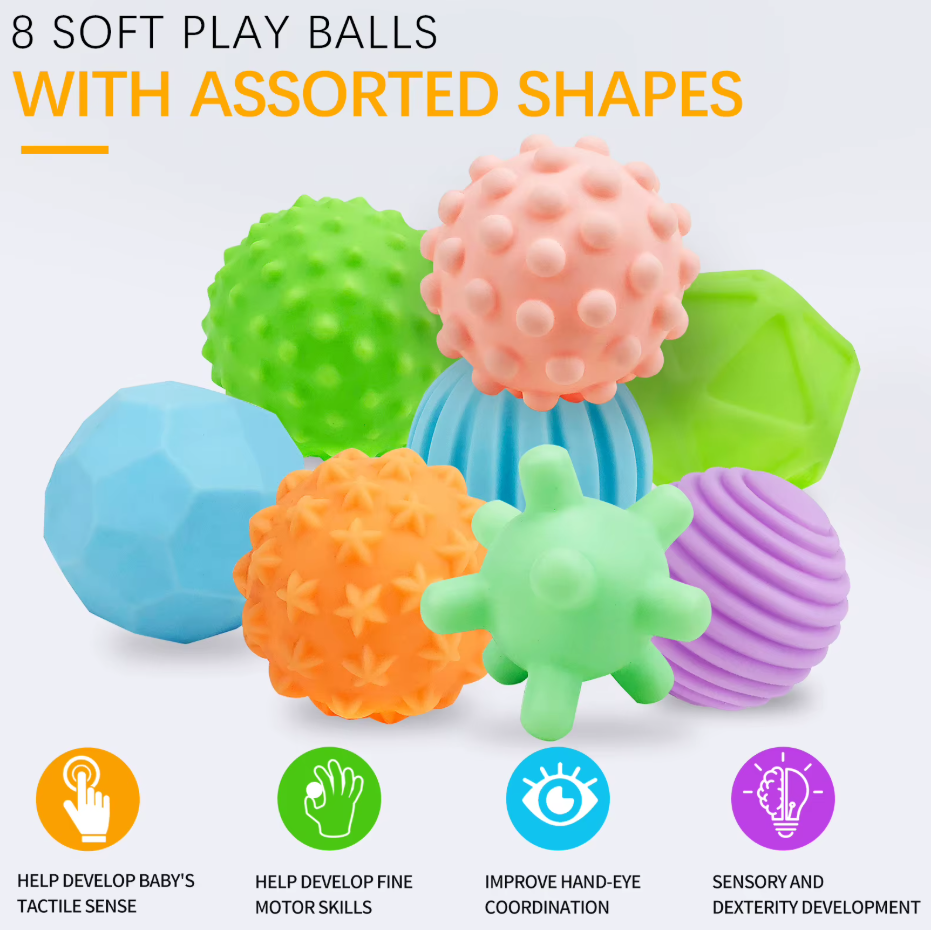 Wholesale Colorful New Hand Grasping Tactile Perception Massage Soft Glue Balls Bath Toys Silicone Teether Ball