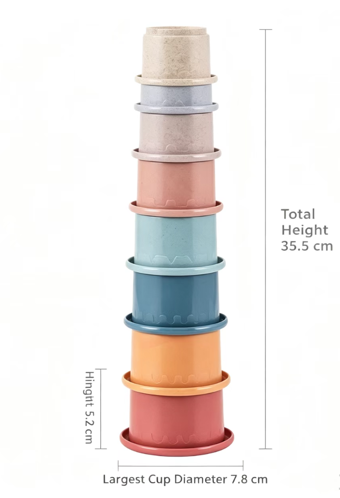 8PCS Wheat Straw Material Educational Stacking Tower Children Early Intelligence Bathroom Toy Stacking Cups