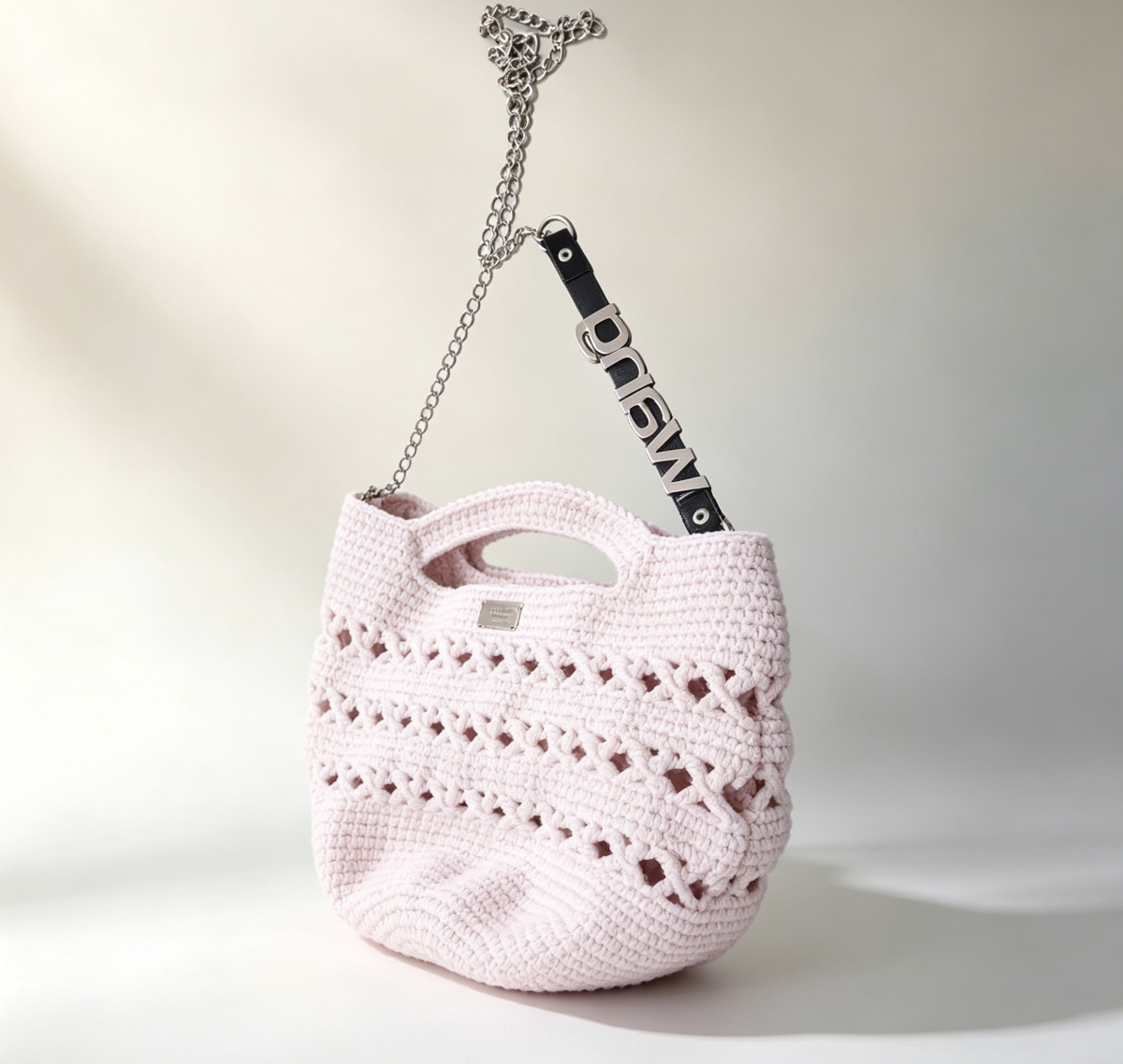Factory Customization Open Checkered Underarm Handbag Kit DIY Handmade Crochet Bag  Trend Polyester Cotton Lining
