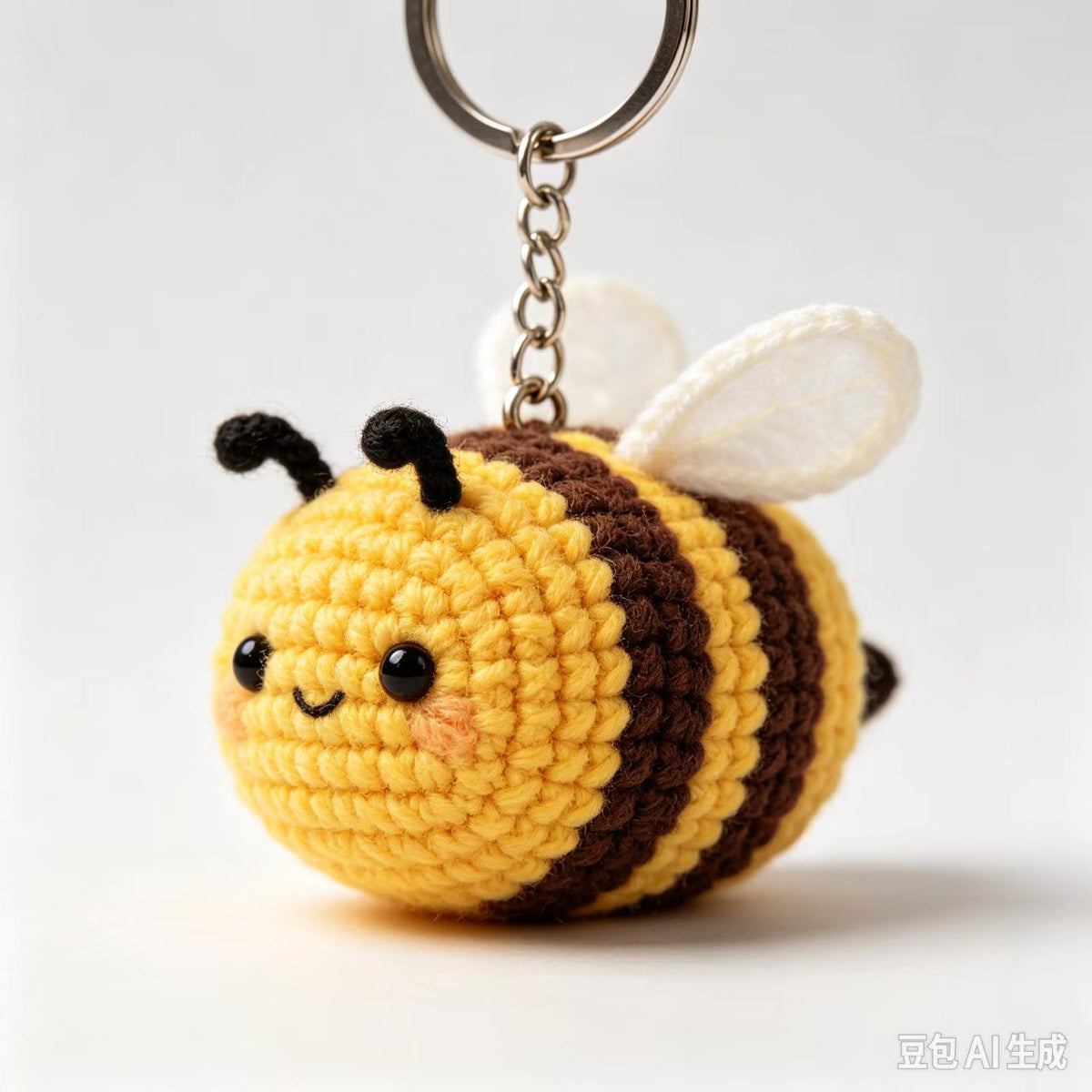 Handmade Crochet Bee Bag Charm, Cute Honeybee Keychain Pendant