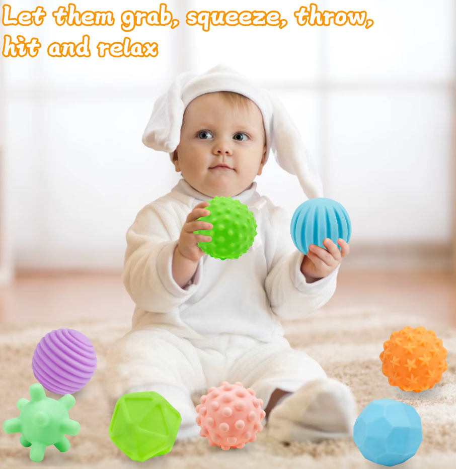 Wholesale Colorful New Hand Grasping Tactile Perception Massage Soft Glue Balls Bath Toys Silicone Teether Ball
