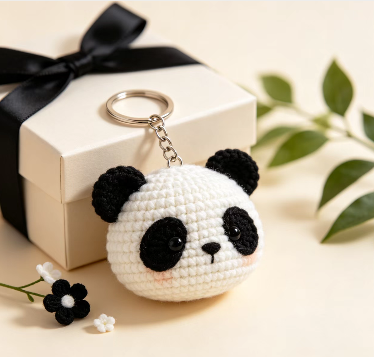 Cute Handmade Crochet Panda Keychain