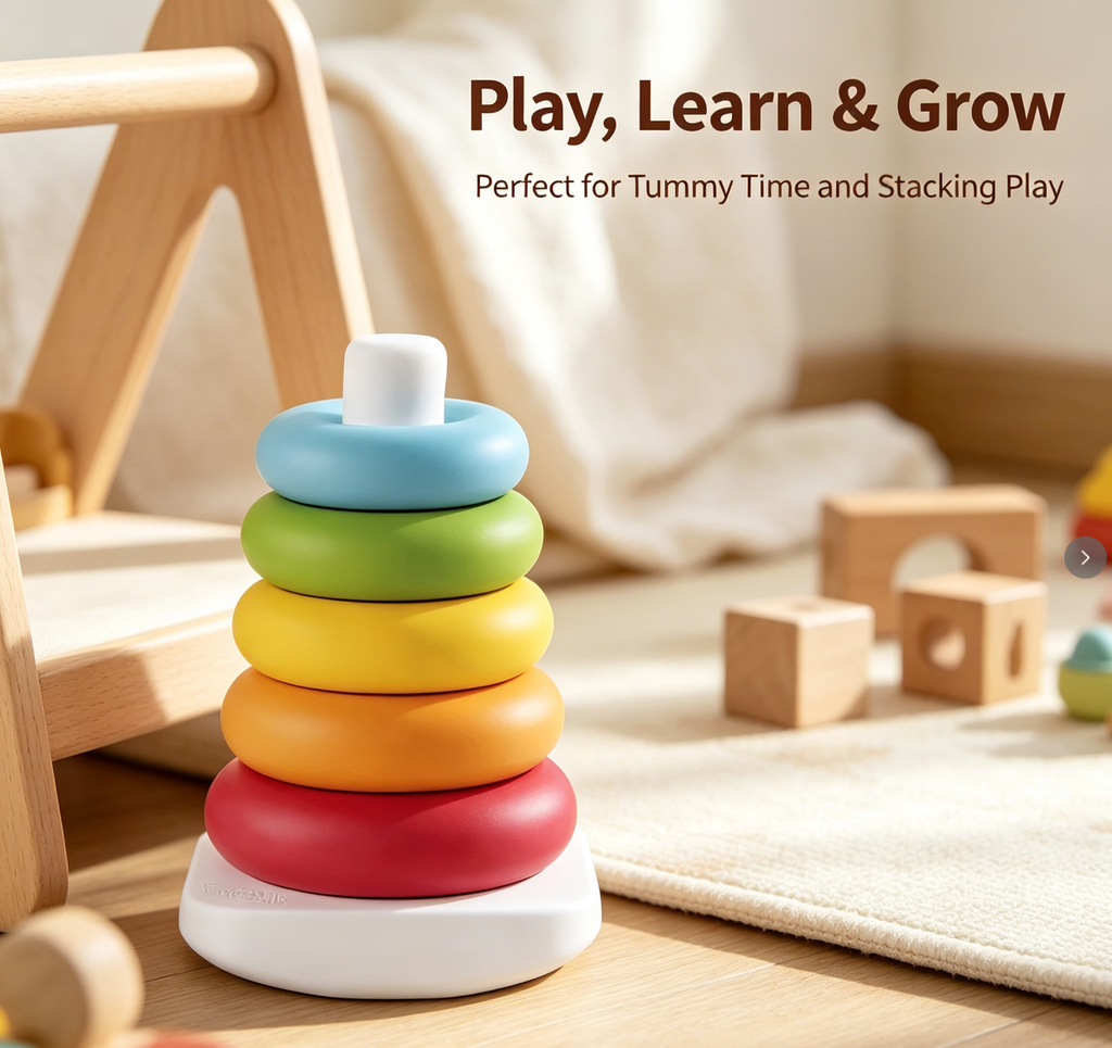 Hot Sale Rainbow Stacking Rings Montessori Early Educational Baby Stacking Toys Ring Stacker