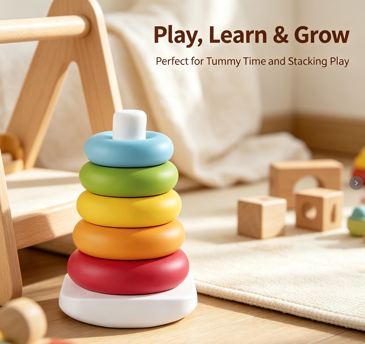 Hot Sale Rainbow Stacking Rings Montessori Early Educational Baby Stacking Toys Ring Stacker