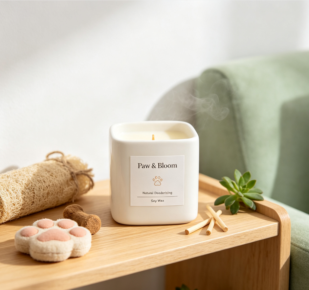 Eco Pet Deodorizing Candle Natural Soy Wax Odor Eliminator for Dogs & Cats
