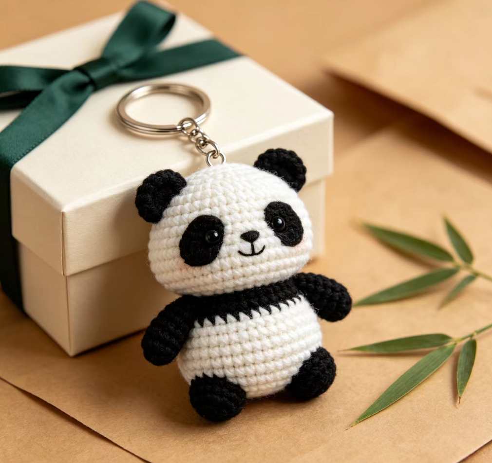 Cute Handmade Crochet Panda Keychain