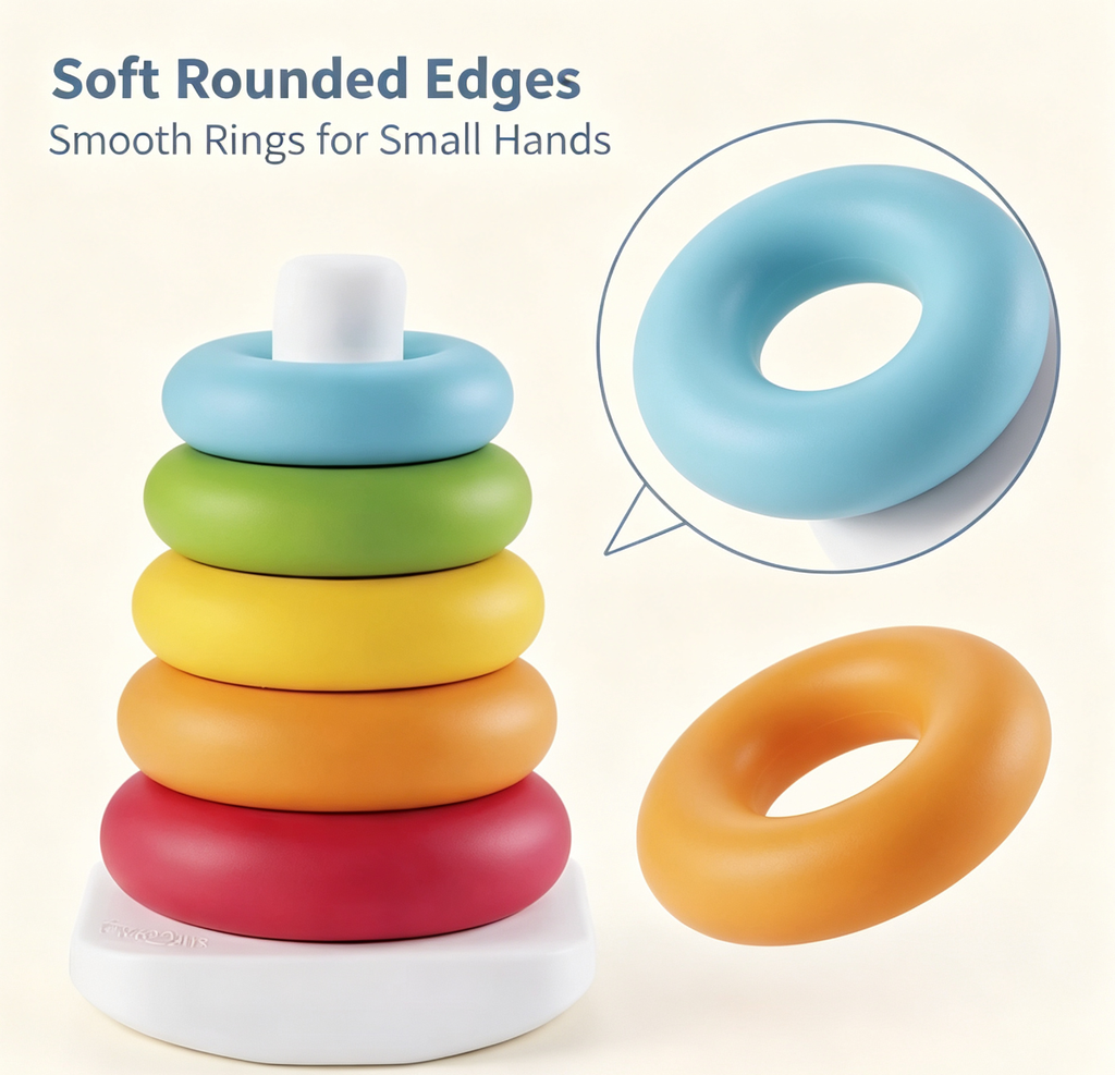 Hot Sale Rainbow Stacking Rings Montessori Early Educational Baby Stacking Toys Ring Stacker