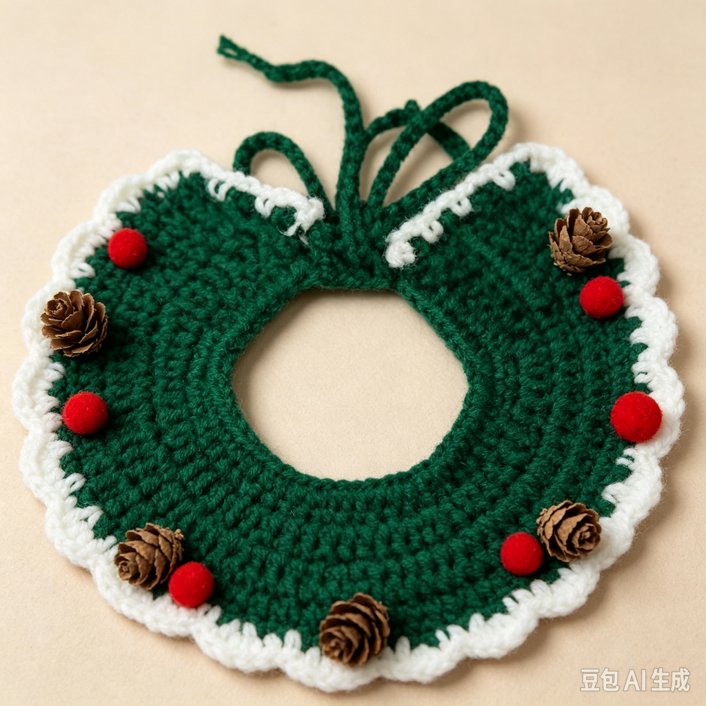 Christmas Crochet Pet Scarf, Cat Dog Bandana, Holiday Pet Accessory