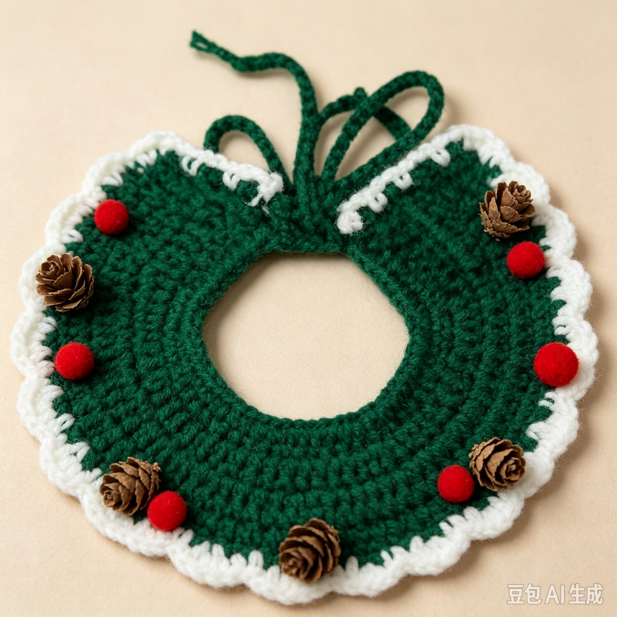 Christmas Crochet Pet Scarf, Cat Dog Bandana, Holiday Pet Accessory