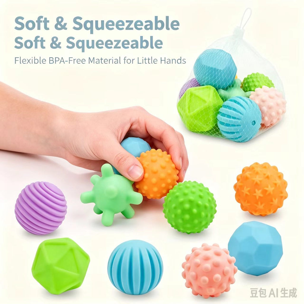 Wholesale Colorful New Hand Grasping Tactile Perception Massage Soft Glue Balls Bath Toys Silicone Teether Ball