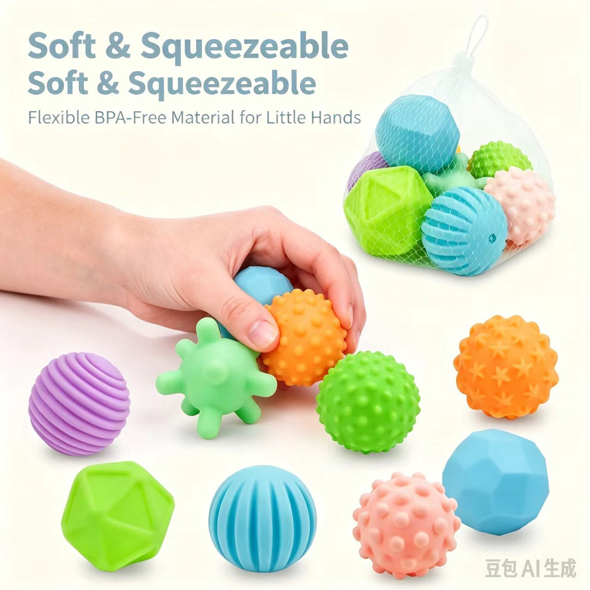 Wholesale Colorful New Hand Grasping Tactile Perception Massage Soft Glue Balls Bath Toys Silicone Teether Ball