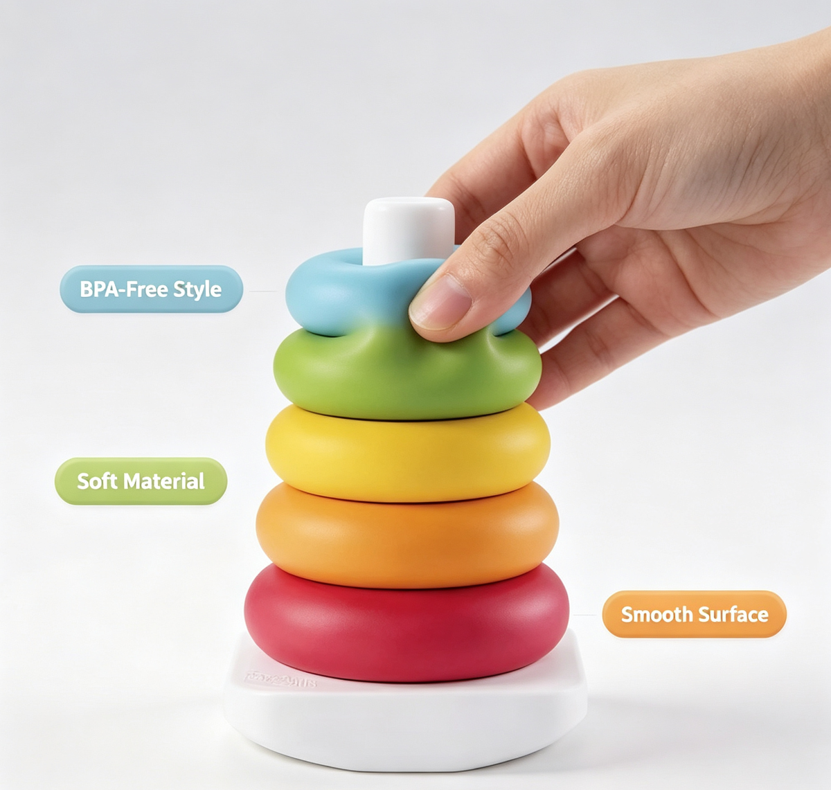 Hot Sale Rainbow Stacking Rings Montessori Early Educational Baby Stacking Toys Ring Stacker