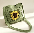 Handmade Crochet Sunflower Crossbody Bag Casual Crossbody Purse for Women